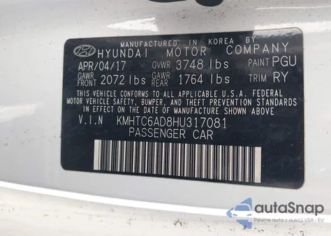 2017 Hyundai Veloster from USA, damaged, VIN KMHTC6AD8HU317081